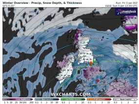 英国的降雪地图显示，在短短几小时内，某些地区将被21厘米厚的大雪袭击